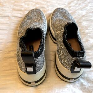 Stuart Weitzman silver slip on shoes (6.5)